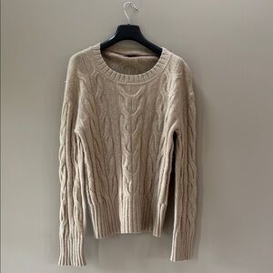 Banana Republic Tan Crew Neck Cable Knit Sweater